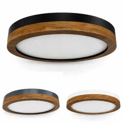 Tubo-A Plafón De Techo Madera 18x6cm Led 12w Vivo Color