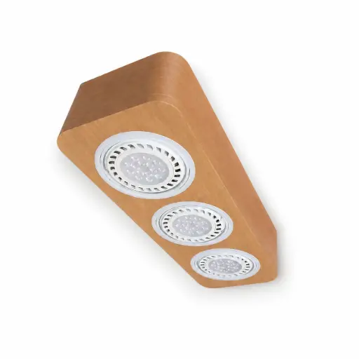 Plafón Techo 3 AR111 Ovlo Lineal Madera 52x17x10cm